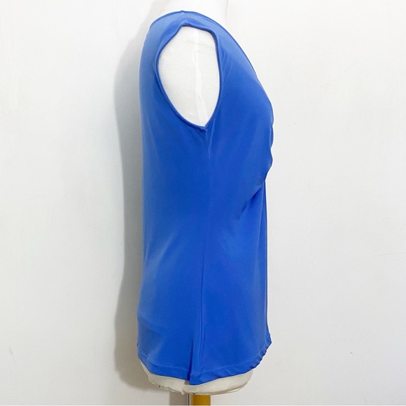 TRIBAL Brand sleeveless gathered front metal accents slinky polyester knit top M - Picture 3 of 6